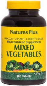 NaturesPlus Mixed Vegetables - 1300 mg, 180 Vegetarian Tablets - Powerful Whole Foods Phytonutrient Supplement, Promotes Overall Health - Gluten-Free - 60 Servings