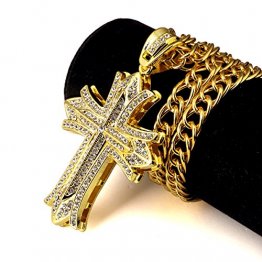 Gold Chain for Men Hip Hop Jewelry Cross Necklace 30''