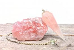 Pink Rose Quartz Crystal Bohemian Meditation Set incl. Pendulum - Imported from South America