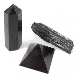 Black Tourmaline 3 Piece Crystal Collection incl. an Obelisk and a Pyramid