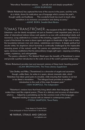 The Deleted World - Poems by Tomas Tranströmer Winner, Nobel Prize for Literature - Paperback