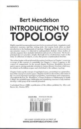 Introduction to Topology Third 3rd Edition by Bert Mendelson - Paperback Dover Edition