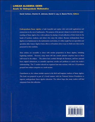 Linear Algebra Gems : Assets for Undergraduate Mathematics by Charles R. Johnson and David Carlson