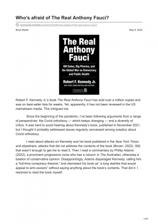 The Real Anthony Fauci by Robert F. Kennedy Jr. - Hardcover Recent Events