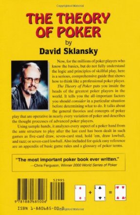 The Theory of Poker : A Professional Poker Player Teaches You How To Think Like One by David Sklansky - Paperback