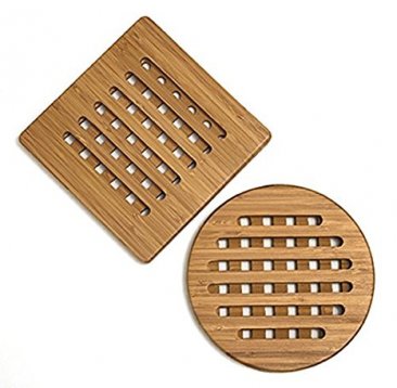 Bamboo Trivets, Set of 2, One Square/One Round, 7-3/4" - from Lipper International