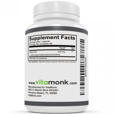 Alpha GPC Capsules by VitaMonk™ - Bioavailable Choline Supplement to Support Brain Cognition - 60 Alpha-GPC 325mg Capsules