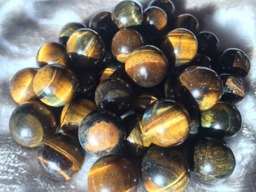 Tiger Eye Gemstone Sphere with Wooden Pedestal - Two (2) Inch Diameter - Absolutely Beautiful