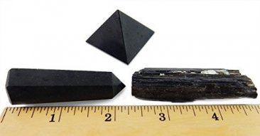 Black Tourmaline 3 Piece Crystal Collection incl. an Obelisk and a Pyramid
