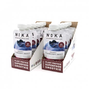NOKA Superfood Pouches (Blueberry Beet) 12 Pack | 100% Organic Fruit And Veggie Smoothie Squeeze Packs | Non GMO, Gluten Free, Vegan, 5g Plant Protein | 4.2oz Each