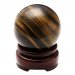 Tiger Eye Gemstone Sphere with Wooden Pedestal - Two (2) Inch Diameter - Absolutely Beautiful